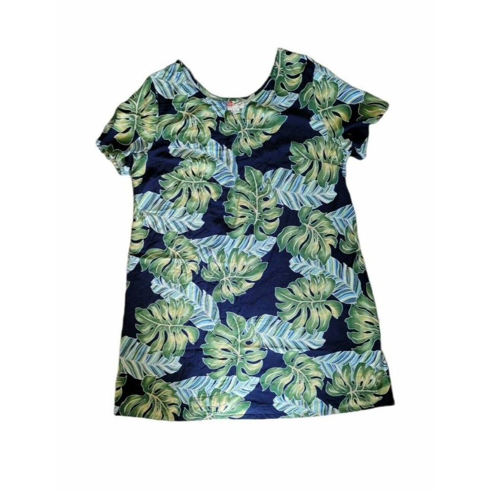 Vintage Hilo Hattie The Hawaiian Original 3XL Palm Leaf Muu Muu Dress 100% Rayon